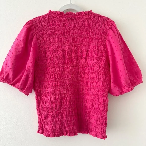 J. Crew Smocked Puff Sleeve Top - Pink - XS - Picture 2 of 9